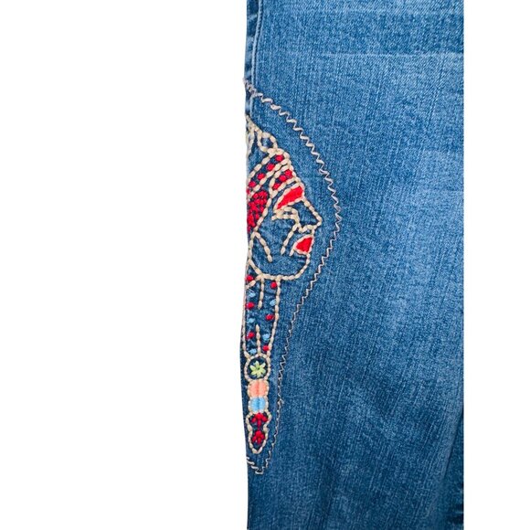 L&B Lucky & Blessed Boyfriend Jeans Womens 8 Embroidered Patchwork Denim Boho - Picture 11 of 12